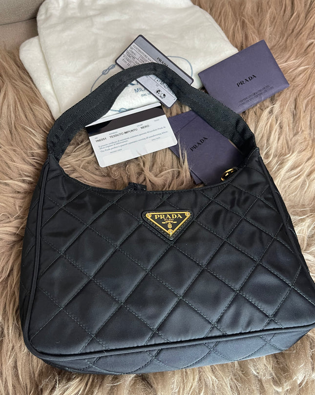 BIG DROP!! Preloved Prada Re-Edition Quilted Nylon Bag – Black