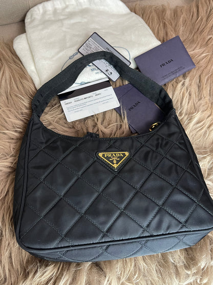 BIG DROP!! Preloved Prada Re-Edition Quilted Nylon Bag – Black