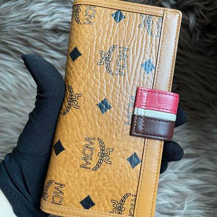 Preloved MCM Leather Wallet Pink Stripes