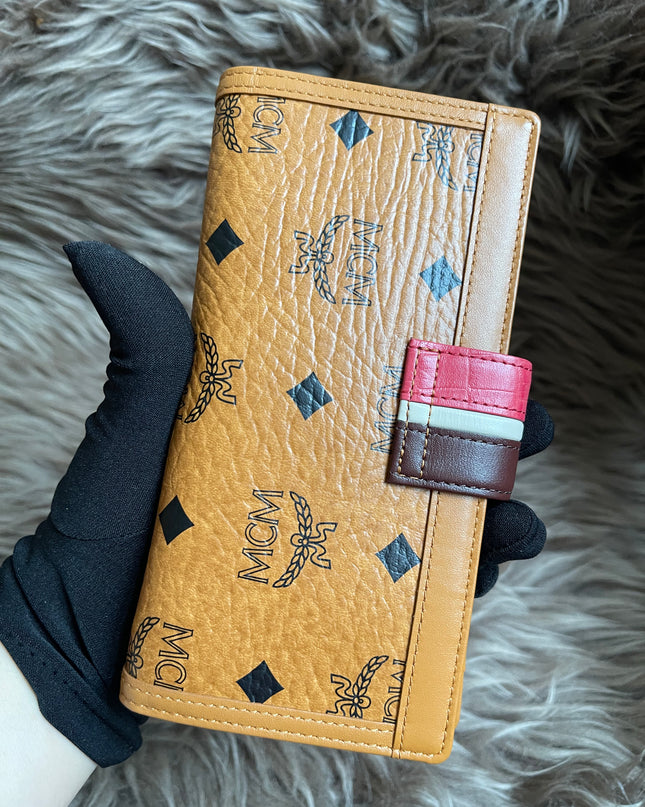 Preloved MCM Leather Wallet Pink Stripes