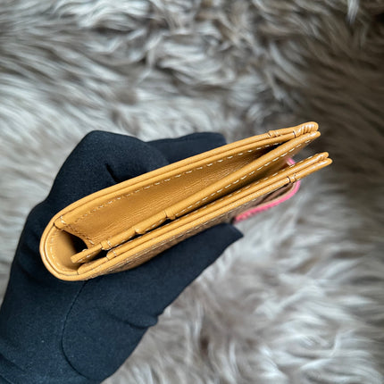 Preloved MCM Leather Wallet Pink Stripes