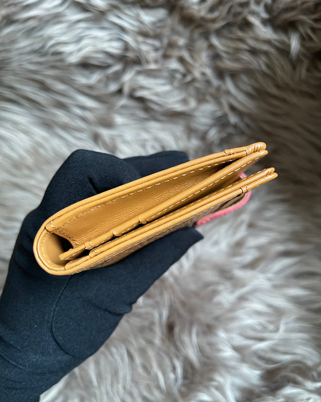 Preloved MCM Leather Wallet Pink Stripes