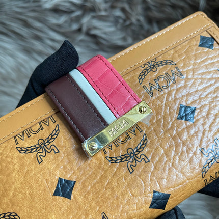 Preloved MCM Leather Wallet Pink Stripes
