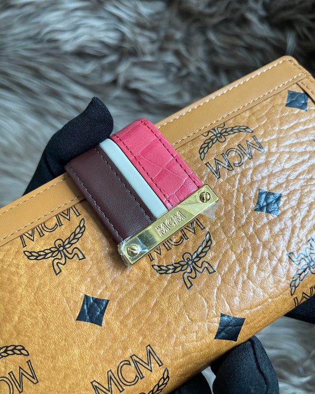 Preloved MCM Leather Wallet Pink Stripes