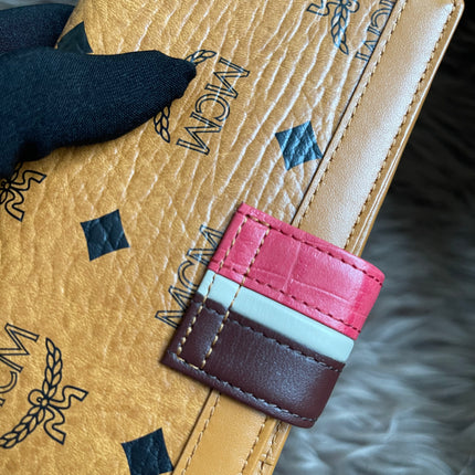 Preloved MCM Leather Wallet Pink Stripes