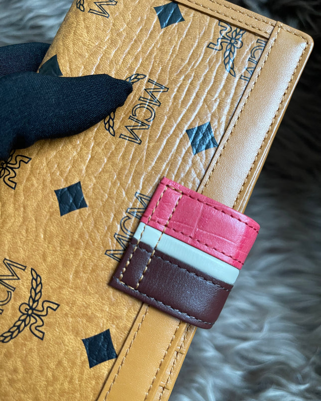 Preloved MCM Leather Wallet Pink Stripes