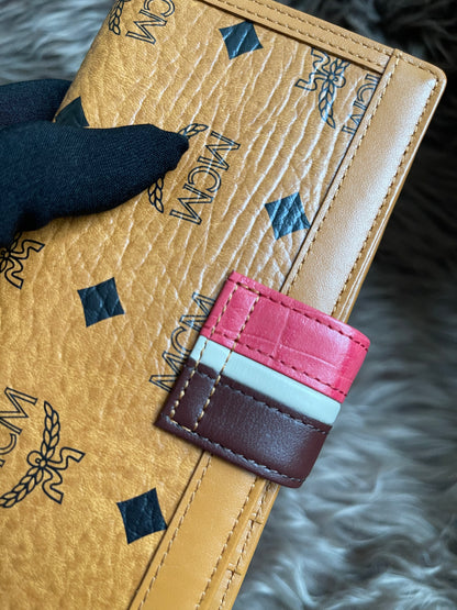 Preloved MCM Leather Wallet Pink Stripes