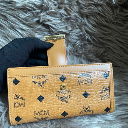 Preloved MCM Leather Wallet Pink Stripes