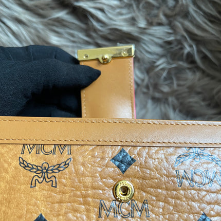 Preloved MCM Leather Wallet Pink Stripes