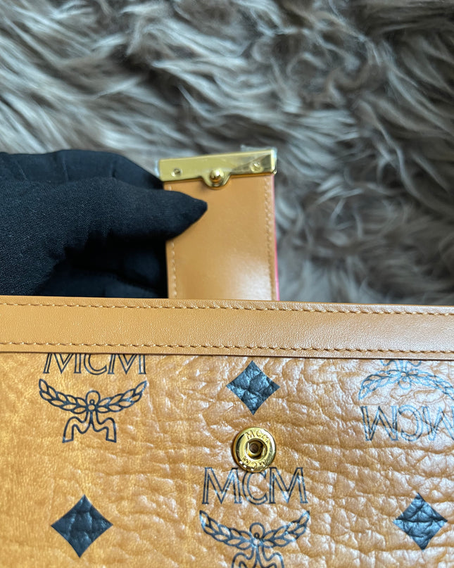 Preloved MCM Leather Wallet Pink Stripes
