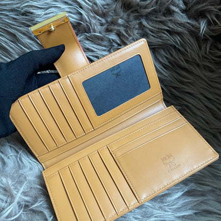 Preloved MCM Leather Wallet Pink Stripes