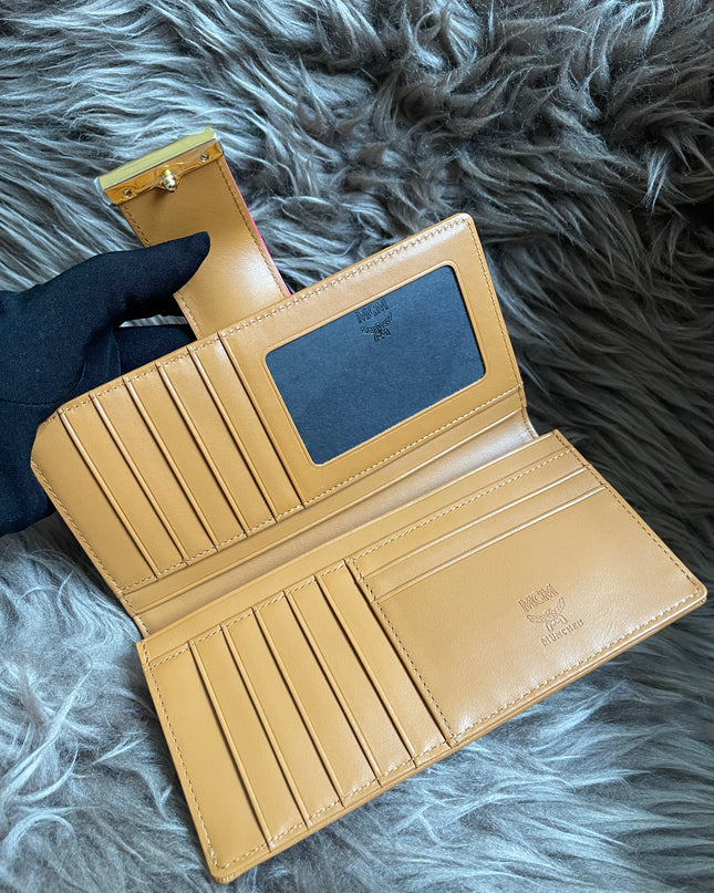 Preloved MCM Leather Wallet Pink Stripes