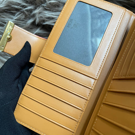 Preloved MCM Leather Wallet Pink Stripes