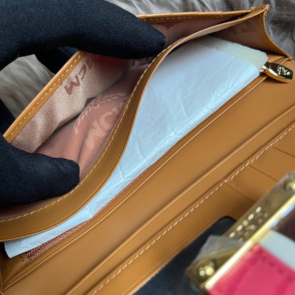 Preloved MCM Leather Wallet Pink Stripes