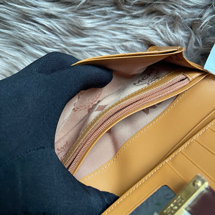 Preloved MCM Leather Wallet Pink Stripes