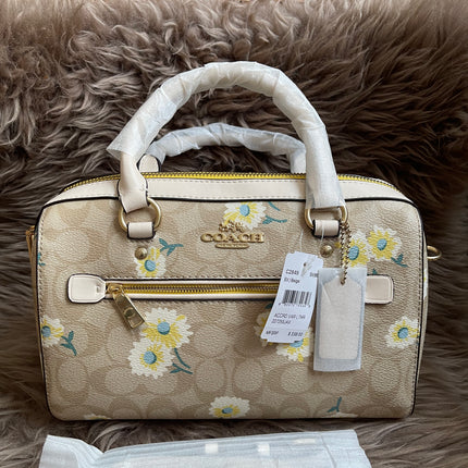 Unused Coach C2849 Rowan Satchel in Signature Canvas with Daisy Print