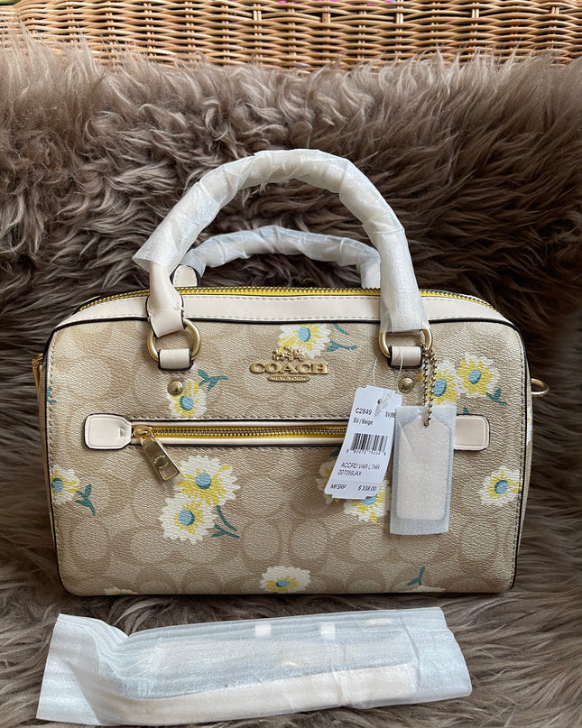 Unused Coach C2849 Rowan Satchel in Signature Canvas with Daisy Print