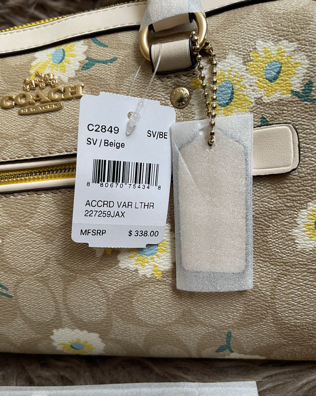 Unused Coach C2849 Rowan Satchel in Signature Canvas with Daisy Print