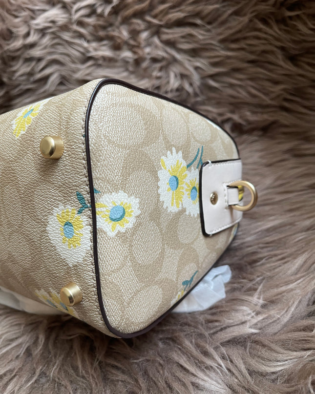 Unused Coach C2849 Rowan Satchel in Signature Canvas with Daisy Print