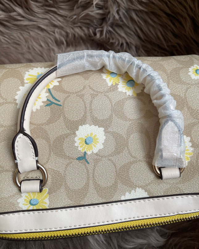 Unused Coach C2849 Rowan Satchel in Signature Canvas with Daisy Print