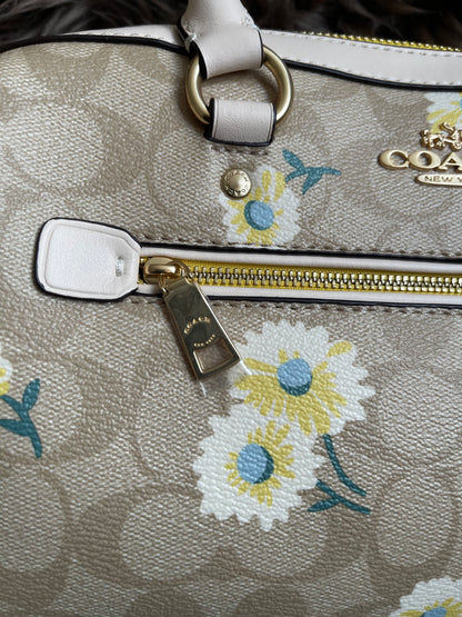 Unused Coach C2849 Rowan Satchel in Signature Canvas with Daisy Print