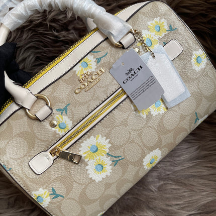 Unused Coach C2849 Rowan Satchel in Signature Canvas with Daisy Print