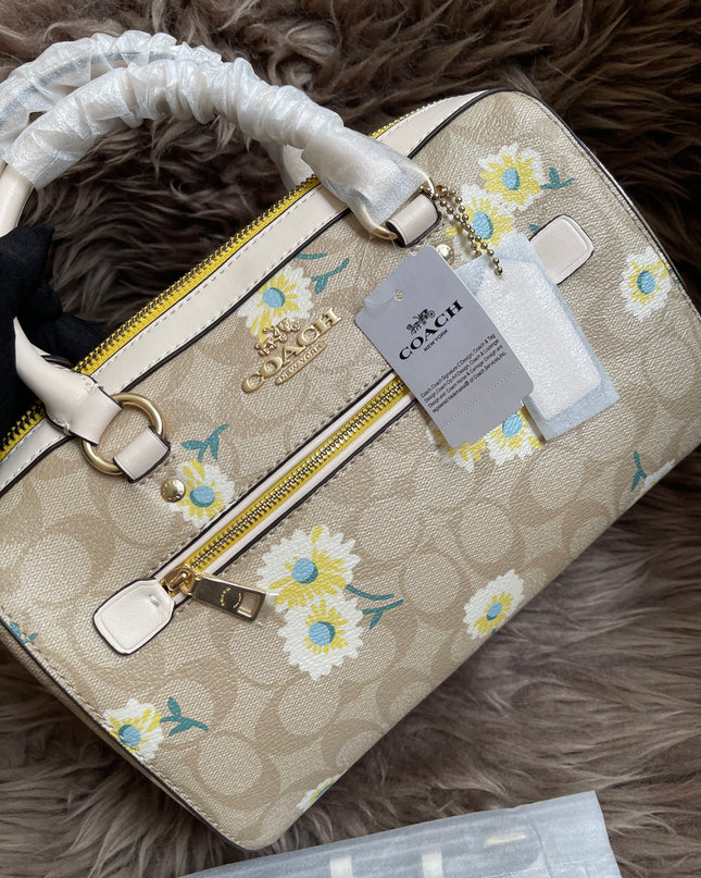 Unused Coach C2849 Rowan Satchel in Signature Canvas with Daisy Print