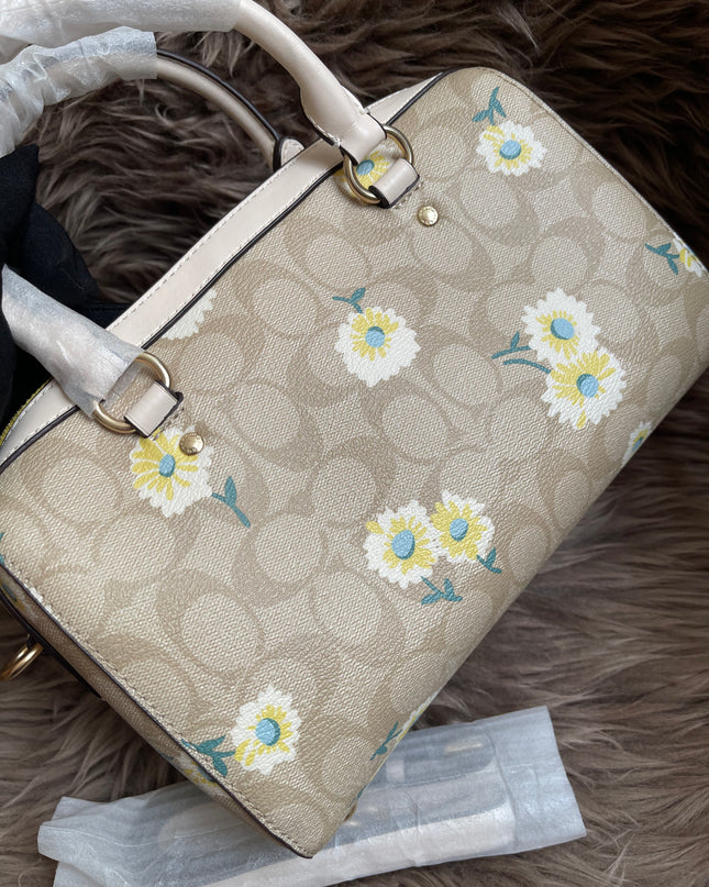 Unused Coach C2849 Rowan Satchel in Signature Canvas with Daisy Print
