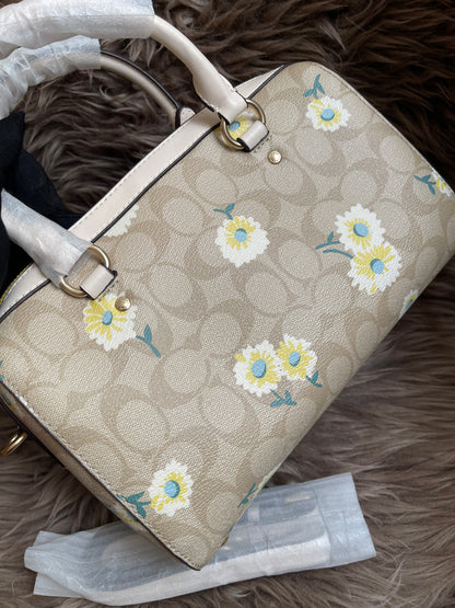 Unused Coach C2849 Rowan Satchel in Signature Canvas with Daisy Print