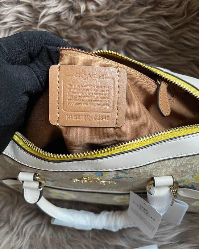 Unused Coach C2849 Rowan Satchel in Signature Canvas with Daisy Print