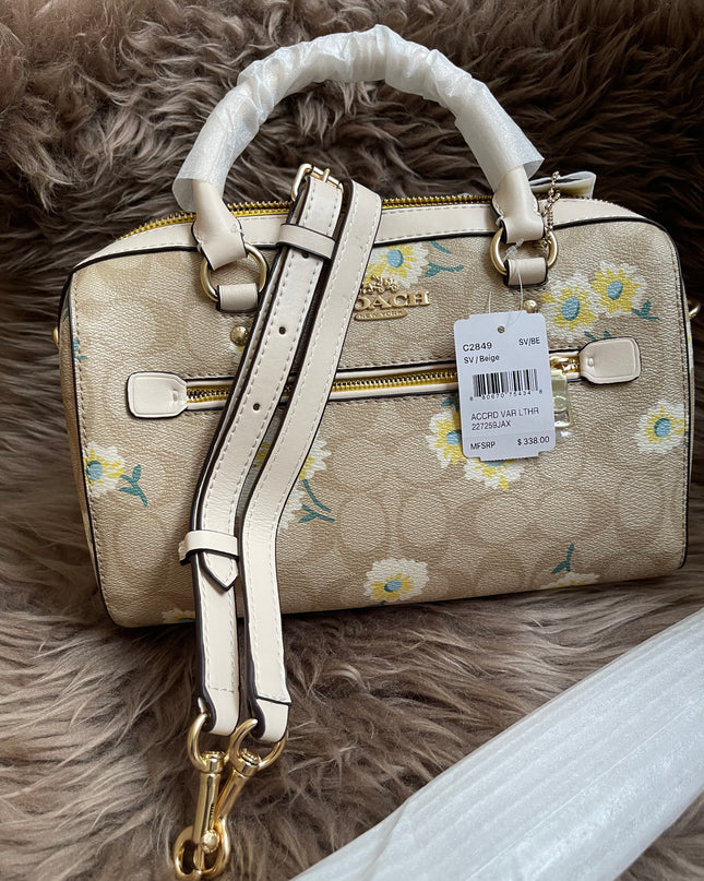 Unused Coach C2849 Rowan Satchel in Signature Canvas with Daisy Print
