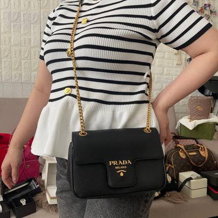 Preloved Authentic Pattina Flap Shoulder Bag Saffiano Leather Small crossbody bag