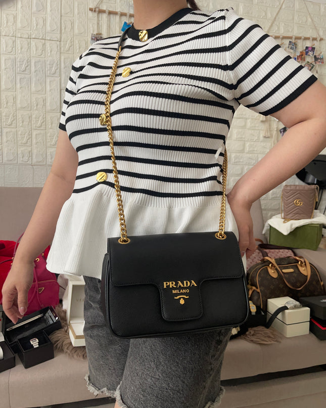 Preloved Authentic Pattina Flap Shoulder Bag Saffiano Leather Small crossbody bag