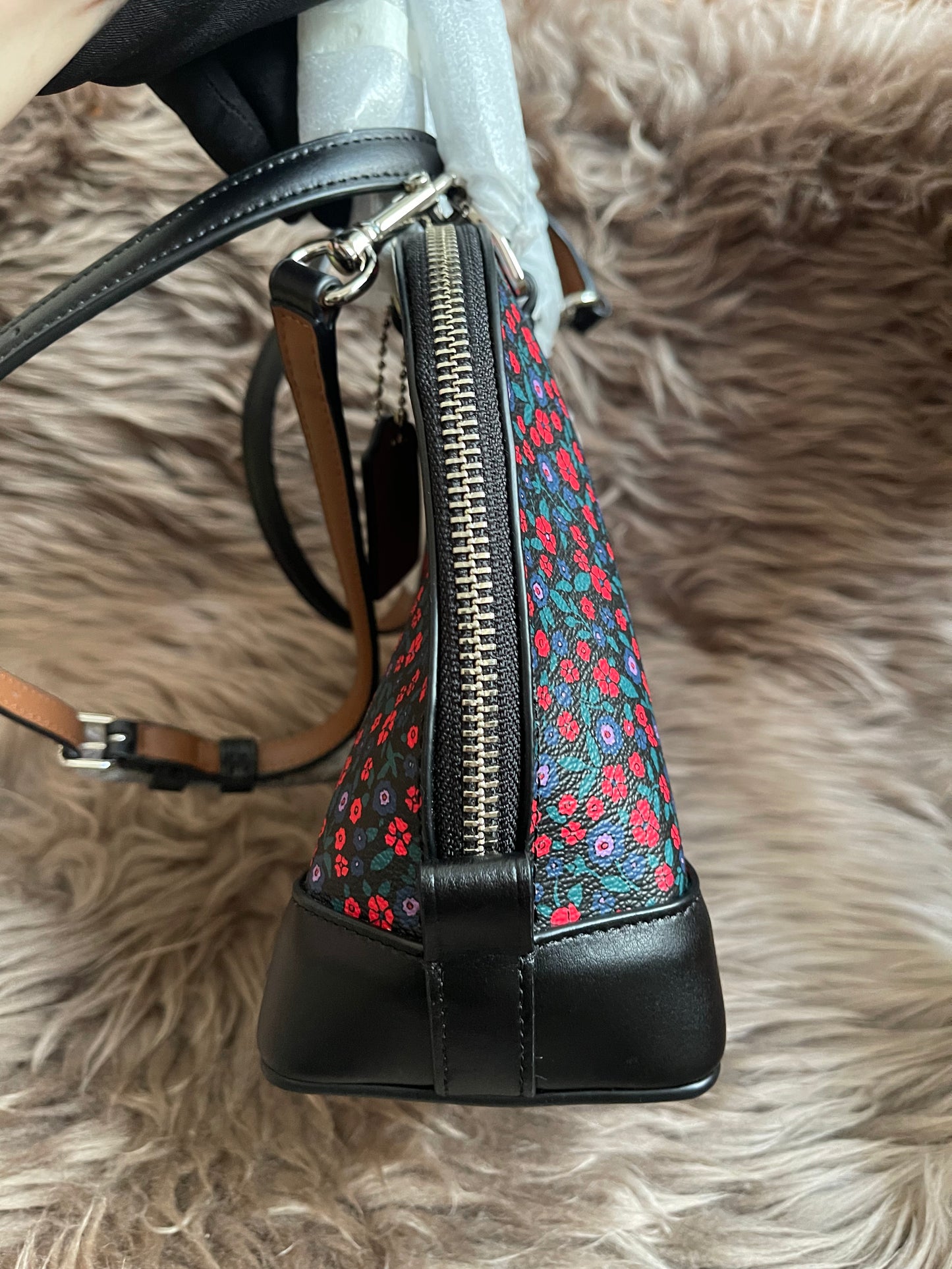 Unused Preloved Coach Mini Sierra Satchel in Ranch Floral Print Coated Canvas