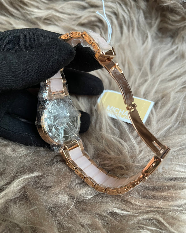 Unused Preloved Michael Kors MK6110 Mini Parker Ladies Rose Gold Stainless Chrono Watch.