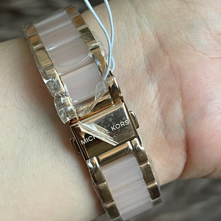 Unused Preloved Michael Kors MK6110 Mini Parker Ladies Rose Gold Stainless Chrono Watch.