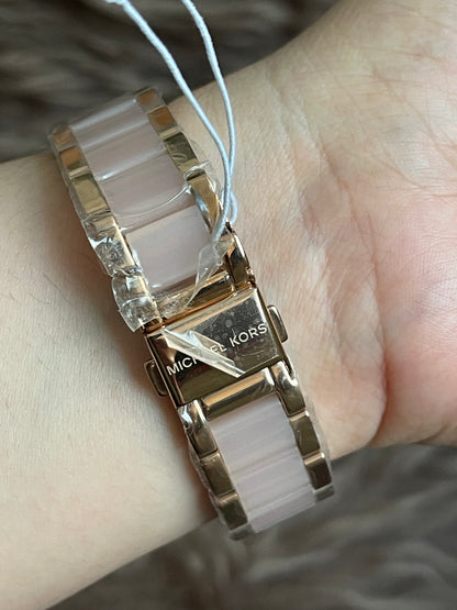 Unused Preloved Michael Kors MK6110 Mini Parker Ladies Rose Gold Stainless Chrono Watch.