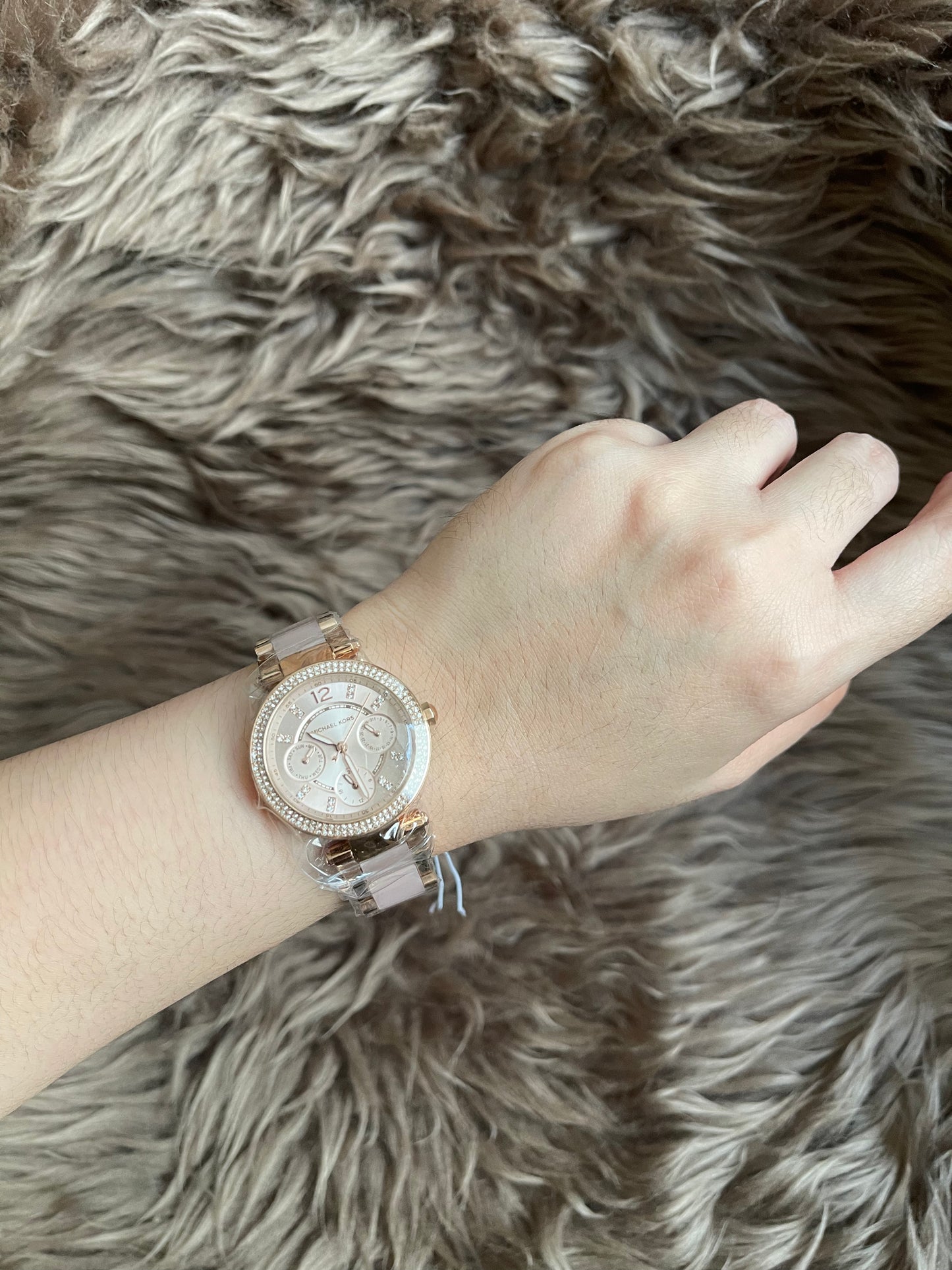 Unused Preloved Michael Kors MK6110 Mini Parker Ladies Rose Gold Stainless Chrono Watch.
