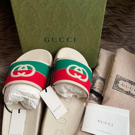 Unused Preloved Gucci Interlocking G rubber slide sandals SZ36