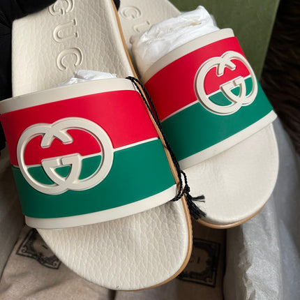 Unused Preloved Gucci Interlocking G rubber slide sandals SZ36