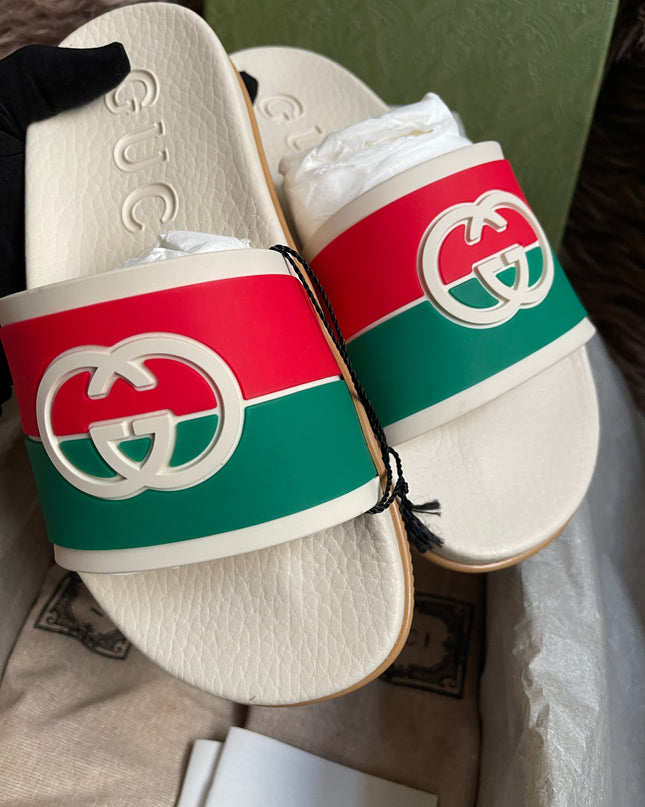 Unused Preloved Gucci Interlocking G rubber slide sandals SZ36