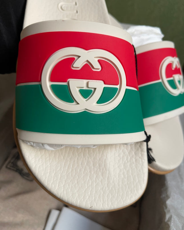 Unused Preloved Gucci Interlocking G rubber slide sandals SZ36