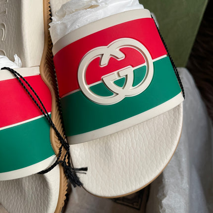 Unused Preloved Gucci Interlocking G rubber slide sandals SZ36