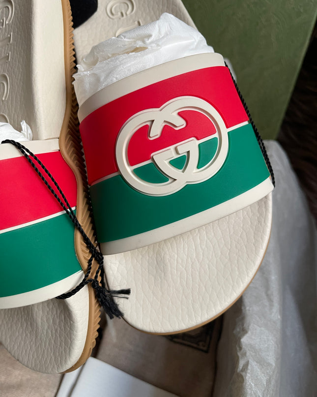 Unused Preloved Gucci Interlocking G rubber slide sandals SZ36