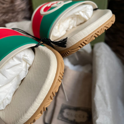 Unused Preloved Gucci Interlocking G rubber slide sandals SZ36