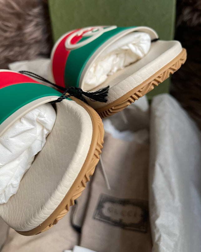 Unused Preloved Gucci Interlocking G rubber slide sandals SZ36