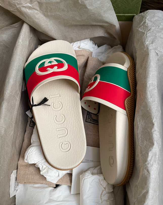 Unused Preloved Gucci Interlocking G rubber slide sandals SZ36