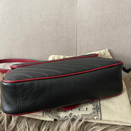 PRELOVED AUTHENTIC GUCCI GG Mini Marmont Matelassé Bag in BLK/RED