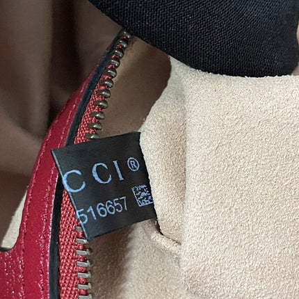 PRELOVED AUTHENTIC GUCCI GG Mini Marmont Matelassé Bag in BLK/RED