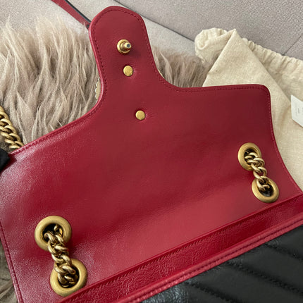 PRELOVED AUTHENTIC GUCCI GG Mini Marmont Matelassé Bag in BLK/RED